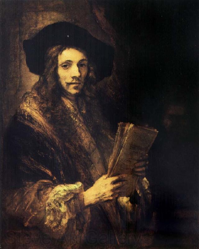 Rembrandt van rijn Portrait of a young madn holding a book Norge oil painting art